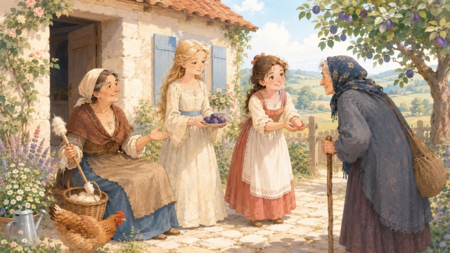 La Veuve et ses deux filles (1756) — Version de Madame Leprince de Beaumont